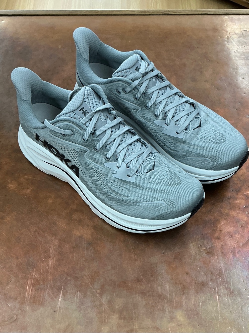 Hoka Men's Clifton Light Gray Performance Running Shoes - Size 11.5